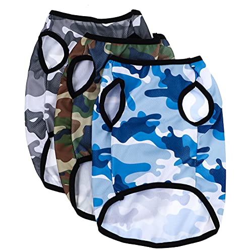 UKCOCO 3 Stück Teiliges Hundeshirt Atmungsaktive Camouflage Weste für Kleine Hunde für Sommeraktivitäten Bequemes und Sicheres Material Vielseitig Einsetzbar für Drinnen Zufällige Farbe von UKCOCO