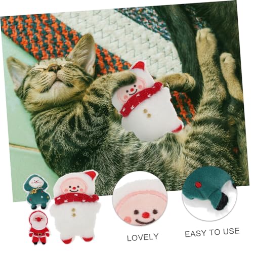 UKCOCO 3 Stück Teiliges Weihnachts Katzenminze Interaktive Beißfeste Plüschspielzeuge in Schneemann Weihnachtsbaum und Weihnachtsmann Design für Kätzchen Kratzfest und Langlebig von UKCOCO