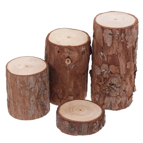 UKCOCO 4 Stück Kleiner Baumstumpf aus Holz für Hamster Gesundes Zubehör für Kleine Haustiere Platzsparendes Design für Hamsterkäfige und Terrarien Rustikale Holzdekoration von UKCOCO
