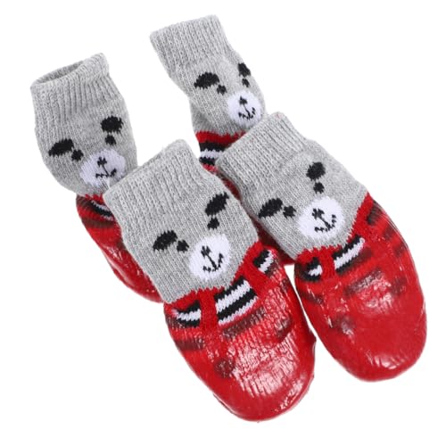 UKCOCO 4 Stück Haustierschuhe Greifer Auswechselbarer Hundepfotenschutz Welpe Hundestiefel Hausschuhe Bausatz Waschbare Hundesocken Stiefeletten Zusammenklappbar Rot Baumwolle UKCOCO 4 Stück Haustierschuhe Greifer Auswechselbarer Hundepfotenschutz Welpe Hundestiefel Hausschuhe Bausatz Waschbare Hundesocken Stiefeletten Zusammenklappbar Rot Baumwolle von UKCOCO