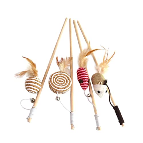 UKCOCO 4 Stück Katzenspielzeug neckendes Haustier lustig Katze Zauberstab Kätzchen Interactive cat Toy Katzenangel Katze- - Katzen-Teaser Hölzern UKCOCO 4 Stück Katzenspielzeug neckendes Haustier lustig Katze Zauberstab Kätzchen Interactive cat Toy Katzenangel Katze- - Katzen-Teaser Hölzern von UKCOCO