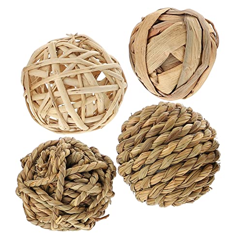 UKCOCO 4 Stück Kleintier Kauspielzeug aus Naturstroh Handgefertigte Kaubälle für Hamster Kaninchen Meerschweinchen und Vögel Zahnpflege und Beschäftigungsspielzeug für Kleine Haustiere UKCOCO 4 Stück Kleintier Kauspielzeug aus Naturstroh Handgefertigte Kaubälle für Hamster Kaninchen Meerschweinchen und Vögel Zahnpflege und Beschäftigungsspielzeug für Kleine Haustiere von UKCOCO