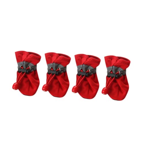 UKCOCO 4 Stück Schuhe Hund Hundeschuhe für Hunde Schuh Stiefel Dog Shoes Schuhe Haustier Hundestiefel Haustier Stiefel rot von UKCOCO