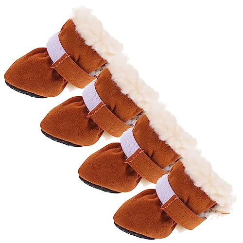 UKCOCO 4 Stück rutschfeste Warme Haustier Pfotenstiefel mit Strapazierfähiger Sohle Geeignet für Kleine Hunde und Katzen bei Schnee und EIS Pfotenfreundlicher Winterschutz für Drinnen von UKCOCO