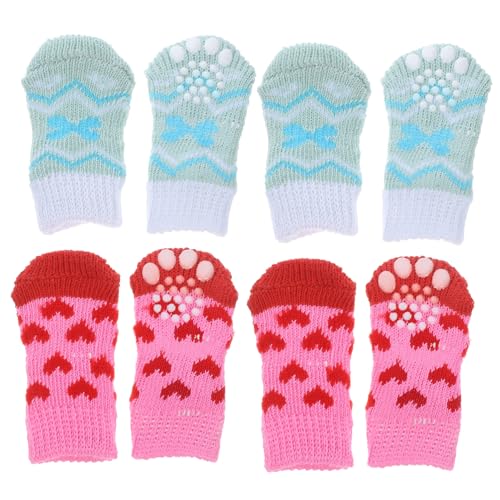 UKCOCO 4Paare Atmungsaktive Hundesocken rutschfeste Pfotenschützer für Kleine Schutz Heißem Asphalt und Kaltem Wiederverwendbare Baumwollsocken von UKCOCO