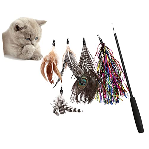 UKCOCO 6 Stück 3 Katzenfederstäbe Go Feeder Automatischer Katzen Teasing Stick Futternäpfe Für Katzen Catcher Schnecken Katzenspielzeug Katzenspielzeug Turbo Katzenstab von UKCOCO