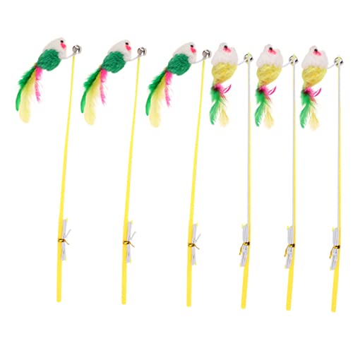 UKCOCO 6stücke Katzenangel Katze Interaktives Katzenspielzeug Katze Katzenangel Maus-necksticks Glocken-trainingsfeder Neckender Interaktiver Stick Für von UKCOCO