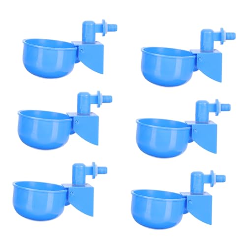 UKCOCO 6 Stück Trinkbrunnen für Hühner Hühnerwasserbecher Automatische Hühnertränke Spender erhitzt geflügel tränke wasserbecken automatische Tränke Tränkebecken für Enten Plastik Blue von UKCOCO