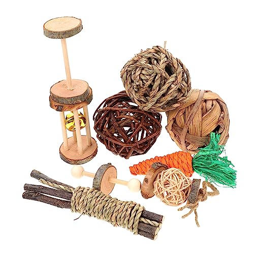 UKCOCO 9stücke Chinchilla-Spielzeug Kauspielzeug Für Hamster Aktivitätsspielzeug Für Kleintiere Beißspielzeug Für Papageien Backenzahnspielzeug Für Kaninchen Holzmaterial Langlebig von UKCOCO