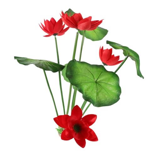 UKCOCO Aquarium Aquaristik Zubehör Pflegeleichte Pflanzen Aquarien Pflanzen Künstliche Aquarienpflanzen Künstliche Aquarienblumen Aquarienpflanzen aus Kunststoff Plastikwasserpflanzen rot von UKCOCO