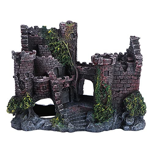 UKCOCO Aquarium Dekoration Resinschloss Ornament Für Aquarien Realistisches Design Fischversteck Und Aquarienzubehör Für Fische Und Garnelen Langlebig Und Farbecht Für Aquarien Und von UKCOCO