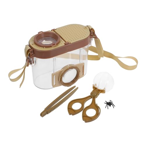 UKCOCO Beobachtungsbox Für Insekten Fangen Kind Sammlung Natur Outdoor-insektenset Mit Pinzette Bausatz Werkzeug Insektensammelset Mit Lupe Lehrreich Junge Abs Light Brown von UKCOCO