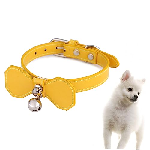 UKCOCO Glockenhalsband für Haustiere hundekragen hundehalstuch PU-Halsband Gelbes Halsband Dog Collars Stichworte Katzenhalsband mit Glocke Haustier Hundehalsband Haustierbedarf Yellow von UKCOCO