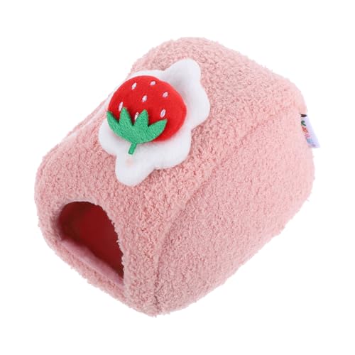 UKCOCO Hamster Baumwollnest Hamsterhaus Hamster-guckhaus Cartoon Hamster Nest Hamsterversteck Kleines Haustier-baumwollnest Unterschlupf Für Hamster Hamsterhäuser Verstecke Rosa Baumwolle von UKCOCO