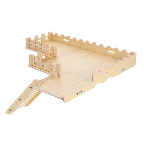 UKCOCO Hamster-Holzplattform Hamster Hamster Spielplatz Holzleiter für Ratten Holzplattform für Hamster Hamsterplattform für Glaskäfig Kletterplattform mit Zaun hölzern Khaki von UKCOCO