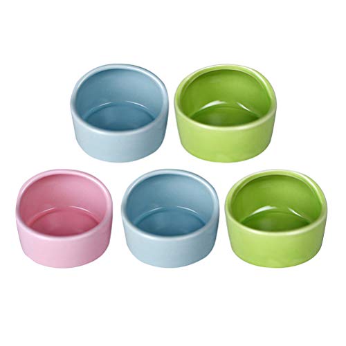 UKCOCO Hamster-Keramikschüssel, 5 Stück, Hamster-Futterschüssel, Anti-Biss-Keramik, kreatives Essen, Schüssel (zufällige Farbe) von UKCOCO