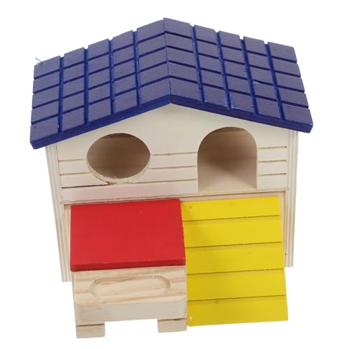 UKCOCO Hamsterkäfig Aus Holz Zweistöckig Mit Dach Und Verstecken Für Kleine Haustiere Spielplatz Und Habitat Für Hamster Und Chinchillas von UKCOCO