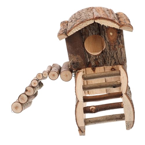 UKCOCO Holz Hamsterhaus Käfig Versteck Spielzeug Für Rennmäuse Meerschweinchen Chinchillas Ratten Mit Naturmaterialien Für Kleintierkäfig Zubehör Lebensraum von UKCOCO