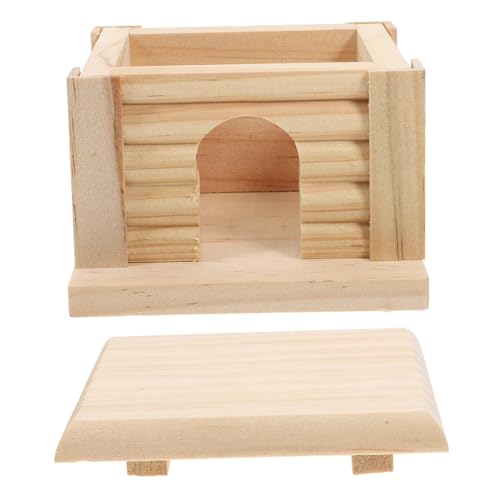 UKCOCO Hamsterhütte Rennmaus Chinchilla -Bett Hamsterzimmer Hasen-Accessoires Hamster Unterschlupf Hamsterhaus Kaninchenzubehör Hasenhaus Kaninchen -Versteck Hamsterverstecke hölzern von UKCOCO