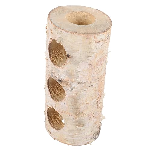 UKCOCO Hamstertunnel Aus Holz Hamsterspielzeug Mit Öffnungen Für Zwerghamster Und Meerschweinchen Handgefertigtes Versteck Attraktives Kauspielzeug Für Kleine Haustiere von UKCOCO
