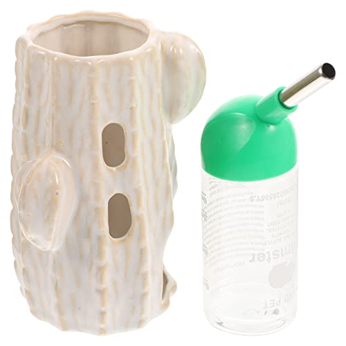 UKCOCO Wasserflasche Hamsterwasserflasche: 80 Ml/2. 7 Oz Tropffreie Kleintier-Wasserflasche Mit Kaktus-Keramikbasis Für Meerschweinchen-Frettchen Trinkflaschen von UKCOCO