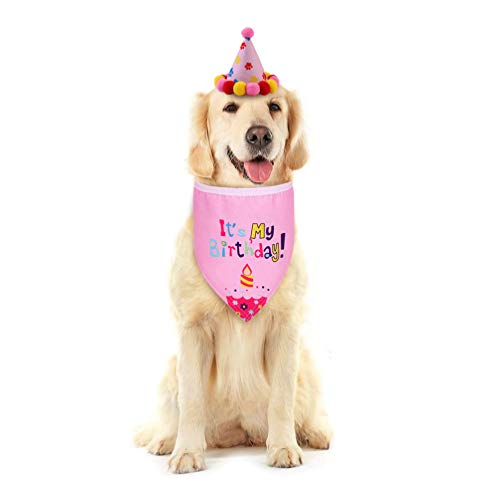 UKCOCO 1 Satz Hund Geburtstag Bandana Bandana-lätzchen Partyzubehör Für Den Hundegeburtstag Geburtstagshut Geburtstag Hund Hundegeburtstags-Outfit Katzengeburtstagsmütze Der Hund Halsband von UKCOCO