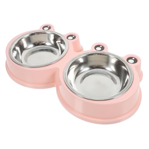 UKCOCO Haustiernapf Hundenäpfe Katzennäpfe Hund wassernapf Wasserschale aus Edelstahl süße Katzenschalen erhöhte Haustiernäpfe Hündchenschüsseln Rostfreier Stahl Rosa von UKCOCO