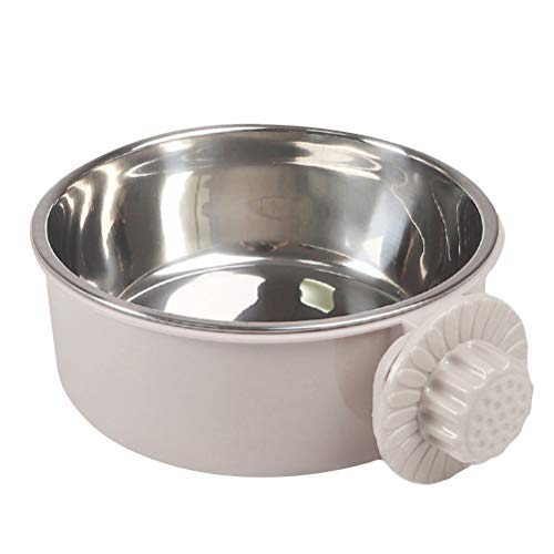 UKCOCO Haustierzubehör Edelstahl Pet Feeder Hanging Food Feeding Bowl Haustierbedarf für Hundekatze (grau, Größe L) von UKCOCO