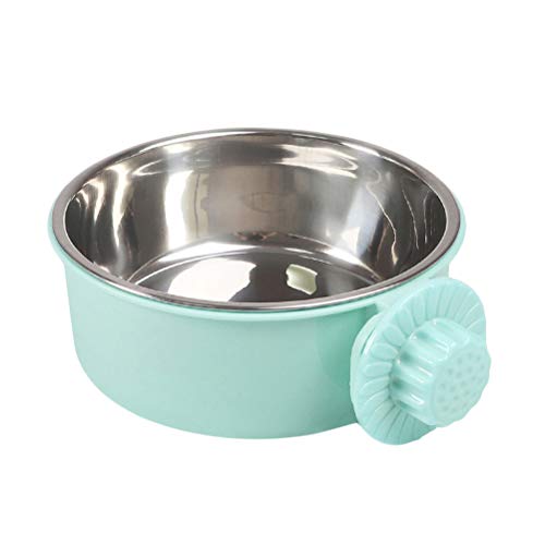 UKCOCO Haustierzubehör Edelstahl Pet Feeder Hanging Food Feeding Bowl Haustierbedarf für Hundekatze (grün, Größe L) von UKCOCO