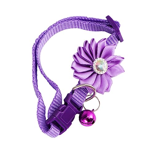 UKCOCO Heimtierbedarf Halskette für Verstellbarer Kragen Verstellbares Haustierhalsband Blumenmuster für Haustiere für Katze Glockenhalsband für Haustiere Violet von UKCOCO