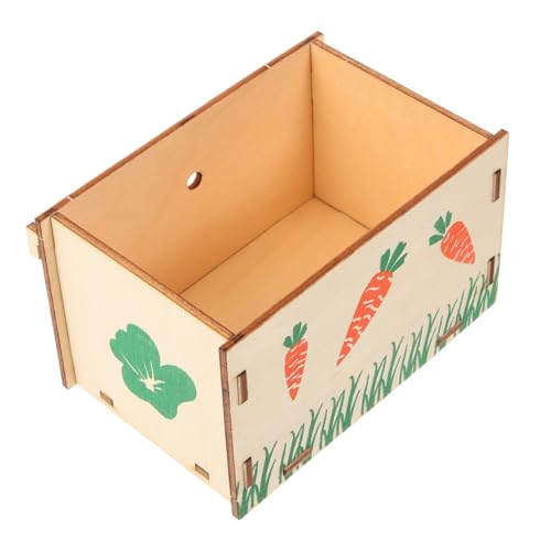 UKCOCO Heu Futterstation Aus Holz Käfigheufutterautomat Für Kleintiere Hasenfutterbox Und Gras Futterhalter Für Hamster Und Meerschweinchen Natürliches Material von UKCOCO