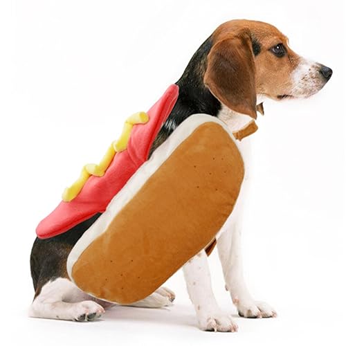 UKCOCO Hot Dog Haustier Kostüm Kleidung: Hund Katze Hot Dog Cosplay Anzug Lustige Welpen Weihnachtskostüm Kleidung Essen Stil Haustier Cosplay Outfit Größe L von UKCOCO