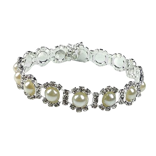 UKCOCO Hund Halskette Mittel Halsketten Züchten Welpe Hundehalsband Kleiner Hund Schmuck Hundeträger Hundehalsbandkette Schild Individuelles Hundehalsband Haustier Zubehör Perle Weiß von UKCOCO