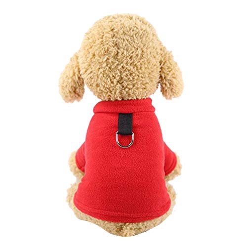 UKCOCO Winterkostüm für Haustiere Haustiermantel hundegeschirr Mantel Pyjama Nachthemd Winterkleidung für Haustiere Pkush-Mantel für Haustiere Schnalle Hundekleidung Weihnachtskostüme rot von UKCOCO