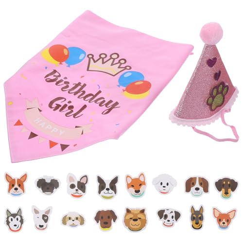 UKCOCO Hundelager Party Haustierzubehör Hund Präsentiert Geburtstag Geburtstagshut Geburtstag Welpen-geburtstagslätzchen Geburtstag des Hundes Hundemütze Hundehalsband Rosa von UKCOCO