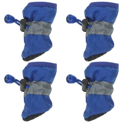 UKCOCO Hundestiefel – Hundeschuhe & Pfotenschutz, wasserdichte Hundeschuhe, mit rutschfester Sohle, Welpenstiefel mit verstellbarem Kordelzug für kleine bis mittelgroße Hunde, Größe L, 4 Stück (blau) von UKCOCO