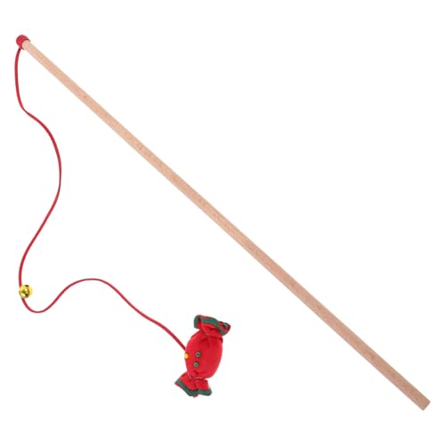UKCOCO Interaktiver Katzenangel Weihnachtsmotiv Plüsch Teaser mit Glocke Lustiges Katzenspielzeug für Kätzchen von Bewegung und Spielspaß für Katzenliebhaber von UKCOCO