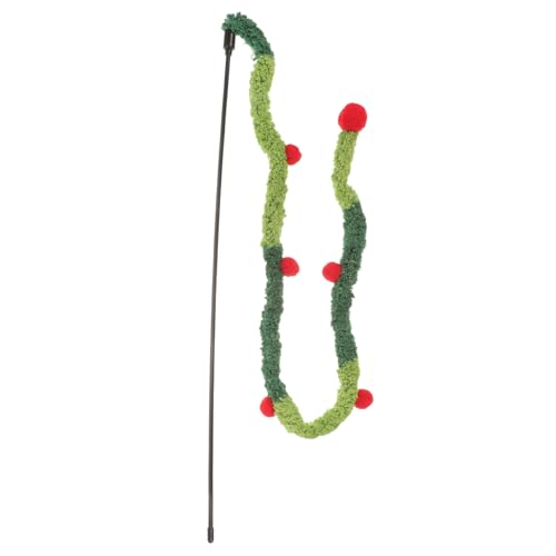 UKCOCO Interaktives Katzenspielzeug Weihnachts Teaser mit Verlängertem Geräuschlosem Plüschstab Lustiges Kätzchenspielzeug für Beschäftigung und Spielspaß Geeignet für Hauskatzen und von UKCOCO