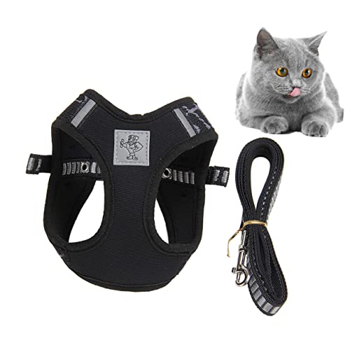 UKCOCO Katzengeschirr Zubehör Haustiere Schwarz Leicht Hallo Mittel Drinnen XXX Brustgurt Für Katzen Haustierkabelbaum Black von UKCOCO