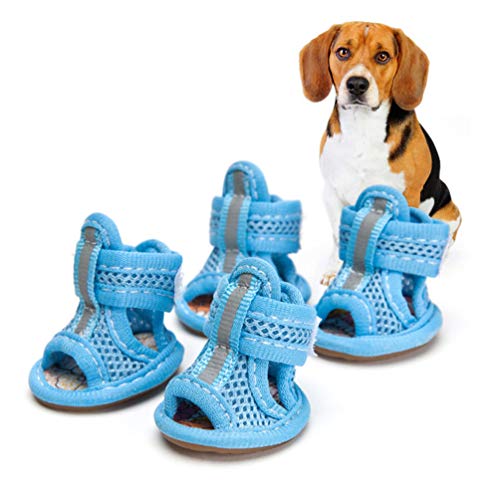 UKCOCO 4 Stück Atmungsaktiver Hundestiefel Hundeschuhe Für Heiße Straßen Mesh-Schuhe Für Haustiere Hunde- Turnschuhe Hundestiefel & Pfotenschützer Hundesandale rutschfeste Stiefel Drinnen von UKCOCO