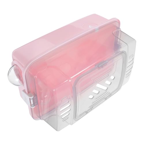 UKCOCO Kleiner Hamsterkäfig, Hamster-reiseträger, Reisekäfig, Hand-hamsterplattform Und Trinkflasche Für Kurztrips, Besuche in Der Tierklinik, Für Kleine Hamster, Pink von UKCOCO