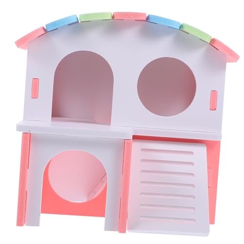 UKCOCO Kleintierversteck Für Hamster Und Ratten Zweistöckige Villa Mit Buntem Dach Als Spielplatz Und Rückzugsort Für Kleine Nager Umweltfreundliches Material von UKCOCO