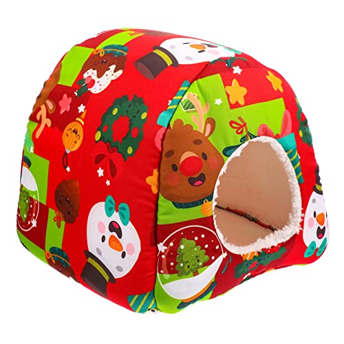UKCOCO Kuschelweiches Hamster Winterversteck Schwamm Warmes Meerschweinchen Nest für Kleintiere Niedliches Schlafhaus für Hamster Zuckergleiter und Igel Weihnachtsrot UKCOCO Kuschelweiches Hamster Winterversteck Schwamm Warmes Meerschweinchen Nest für Kleintiere Niedliches Schlafhaus für Hamster Zuckergleiter und Igel Weihnachtsrot von UKCOCO