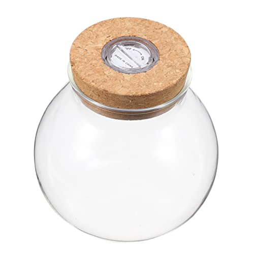 UKCOCO LED Goldfischglas Landschaftsflasche Für Pflanzen Glasterrarium Zylindrische Glasflasche 3D-Großer Weißer Blumentopfständer Aus Holz Aquarium Ökologischen Flasche Bonbonschale von UKCOCO