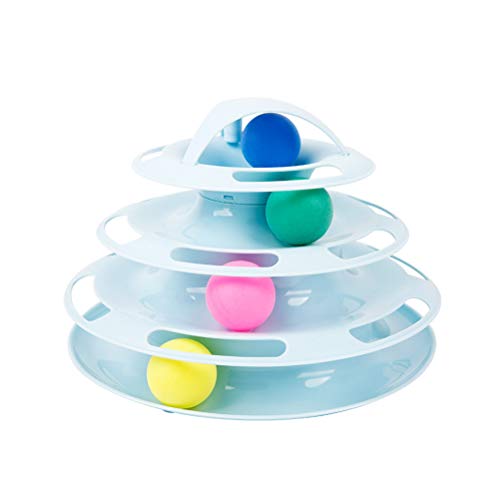 UKCOCO Lustiges Spielzeug 1pc Rotating Ball Plattenspieler Katzenspielzeug Vier Schichten Pet Amusement Plate Track Tower (Blau) von UKCOCO