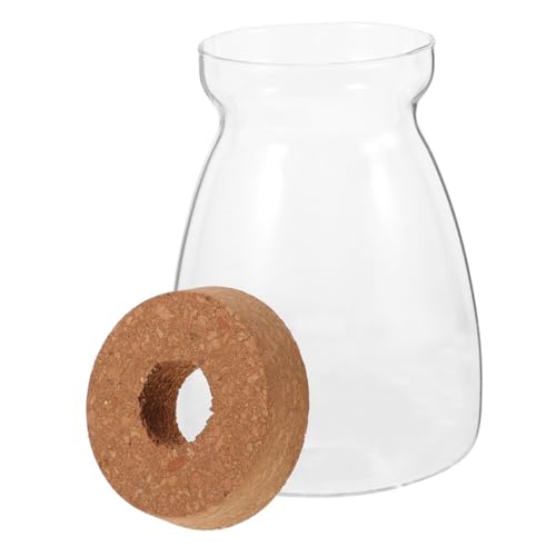UKCOCO Ökologische Mikrolandschaftsflasche Mikro-Terrariumglas Mikro-Landschaftsbehälter mit Holzdeckel Betta-Fisch-Pflanzenglas Dekoration Container Transparent von UKCOCO