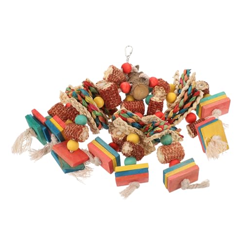 UKCOCO Vogelspielzeug Für Papageien Mehrfarbige Holz Block Vogel Kauen Spielzeug Geeignet Für Große Vögel Mit Beweglichem Rutschfestem Haken Für Käfige von UKCOCO