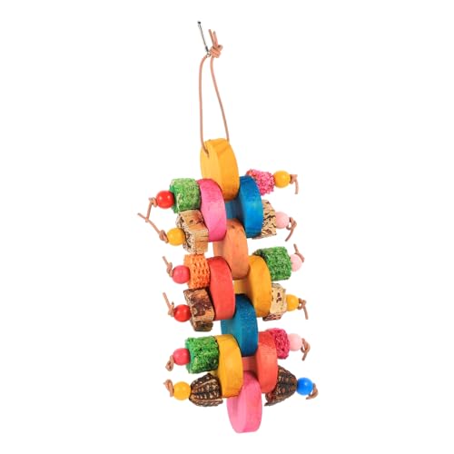 UKCOCO Papageienspielzeug aus Holz Hängendes Vogelspielzeug für Käfige Multifunktionales Kautspielzeug für Cockatiels und Andere Sicher und Langlebig mit Beweglichem Haken von UKCOCO
