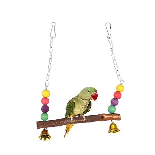 UKCOCO Parrot Beads Swing Holzspielzeug Für Vögel Hängende Schaukel Für Wellensittiche Und Papageien Fördert Und Spielspaß Sicheres Material Für Kleine Vögel von UKCOCO