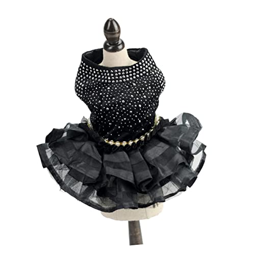 UKCOCO Party-Hunderock Hund für mittelgroße Hunde Winterjacke für Hunde Hundeschal französische bulldoggenkleidung Hunderingträger Welpe Hundekleidung Partykleidung für Haustiere Black von UKCOCO